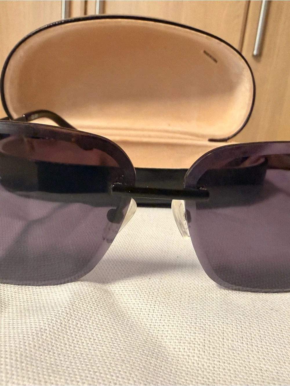 Quay Australia Rimless Sunglasses in Black with Smoke Lenses